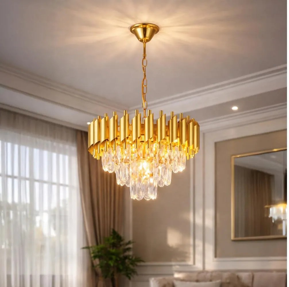 Brilagi - Candelabru cu lanț ECLIPSE, 5xE14/10W/230V, Ø 38 cm, auriu