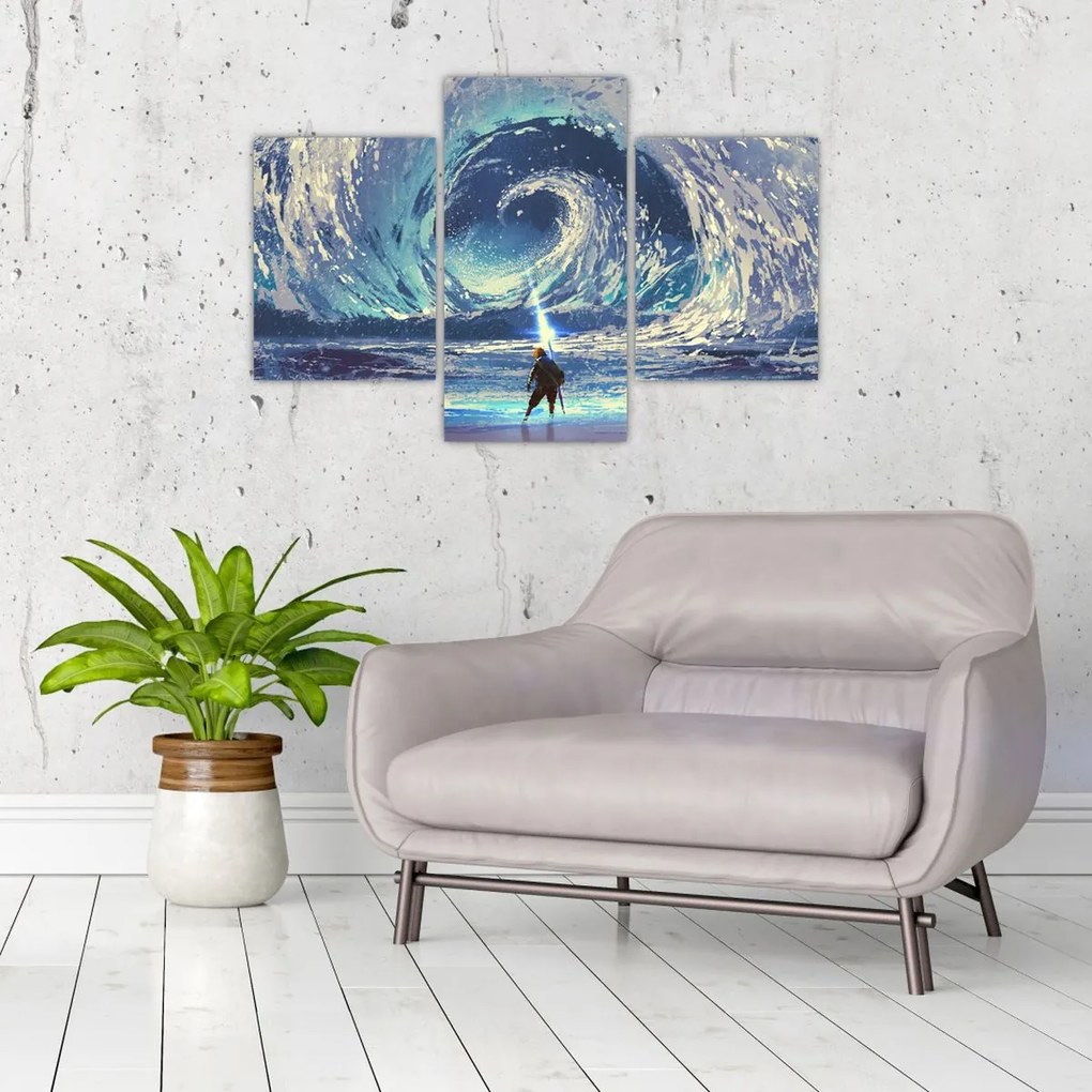 Tablou - Ilustrație a unui băiat cu o suliță (90x60 cm)