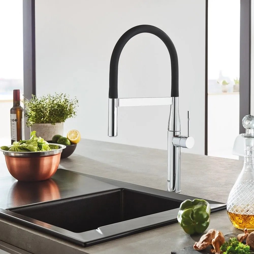 Grohe Essence Baterie chiuveta bucatarie cu dus extractibil, cupru mat (brushed warm sunset)
