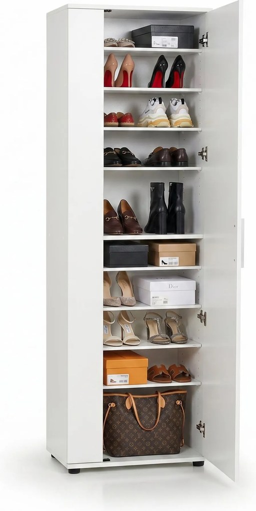 Pantofar Adore Porto, 2 usi reversibile cu oglinda, 10 rafturi, capacitate 28 perechi, 60 x 187 x 36 cm