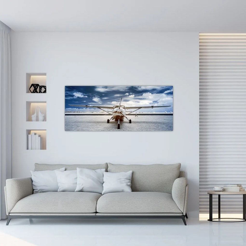 Tablou cu aeroplan cu motor (120x50 cm)