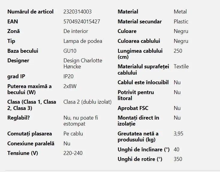 Lampadar de podea modern design minimalist nordic Rochelle