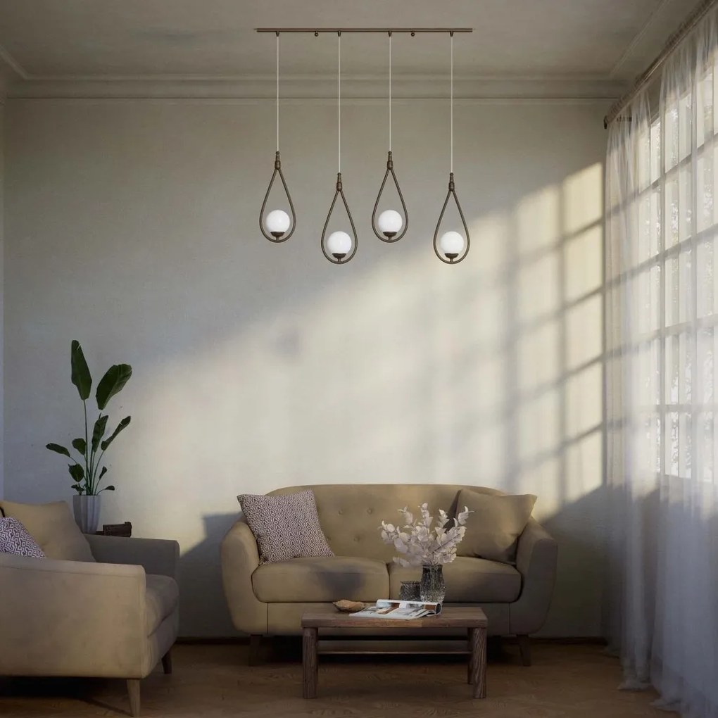 Lustra din alama cu 4 pendule in forma de lacrima Iside