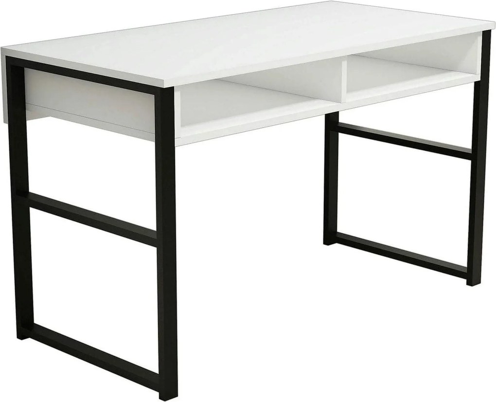Masa birou MISTO, alb/negru, PAL melaminat/metal, 120x60x75 cm