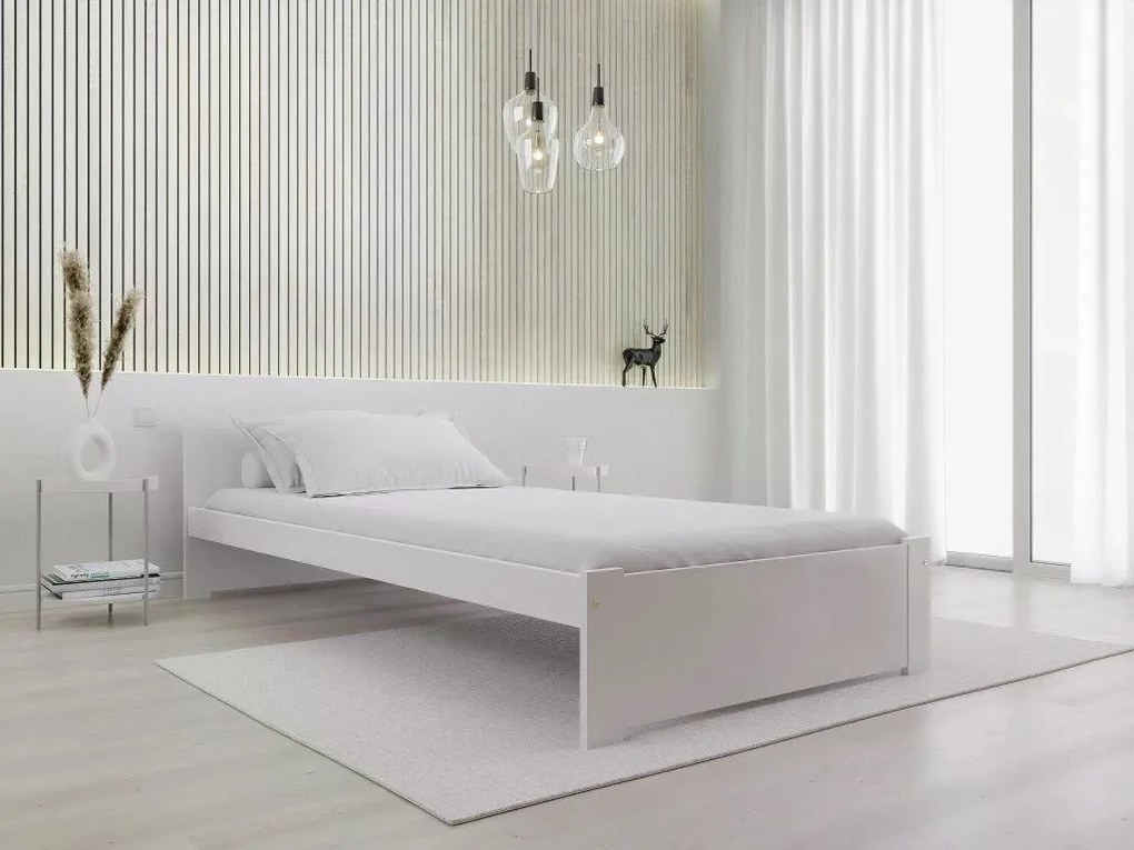 Pat IKAROS 80 x 200 cm, albă Saltele: Fara saltea, Somiera pat: Cu lamele drepte