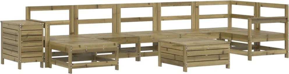 vidaXL Set canapea de grădină, 9 piese, lemn de pin tratat