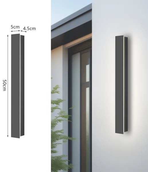Brilagi - Aplica de exterior LED LINEAR, 12W, 230V, 3000K, IP65, antracit