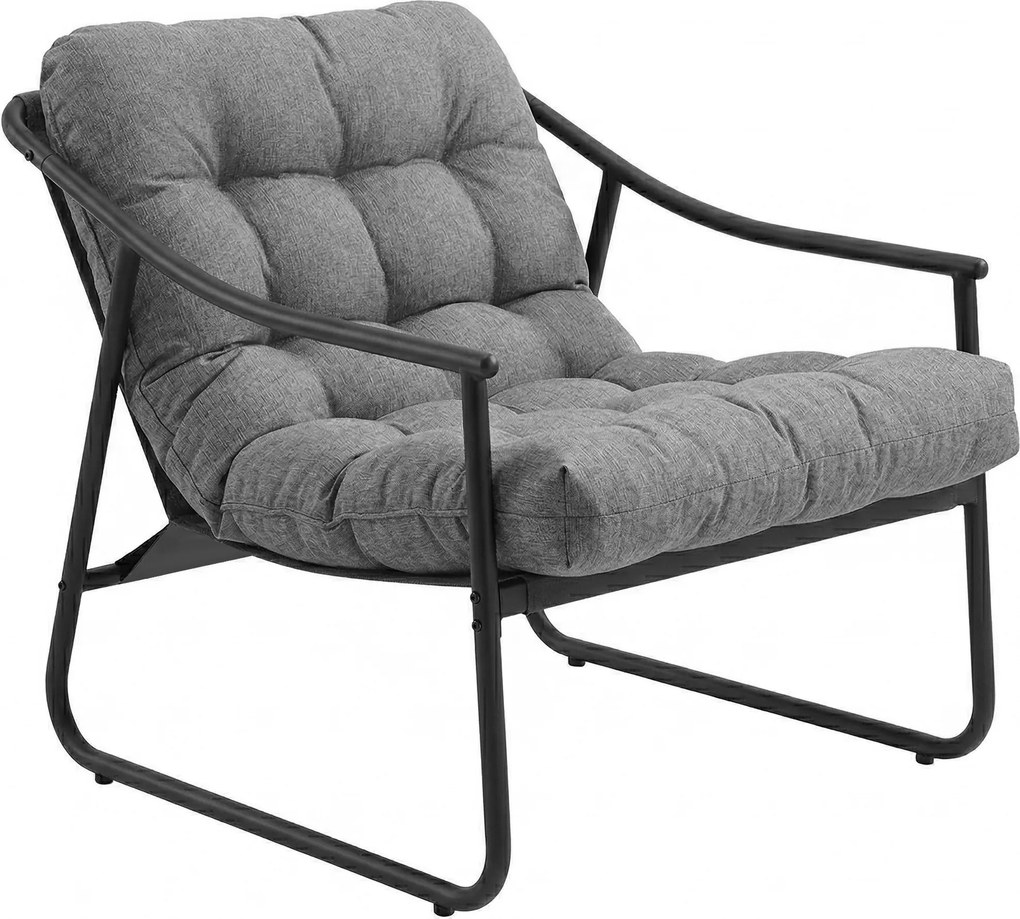 Outsunny Fotoliu de grădină scaun de grădină cu pernă detașabilă, fotoliu lounge cu cotiere, suport până la 120 kg, gri închis | Aosom Romania