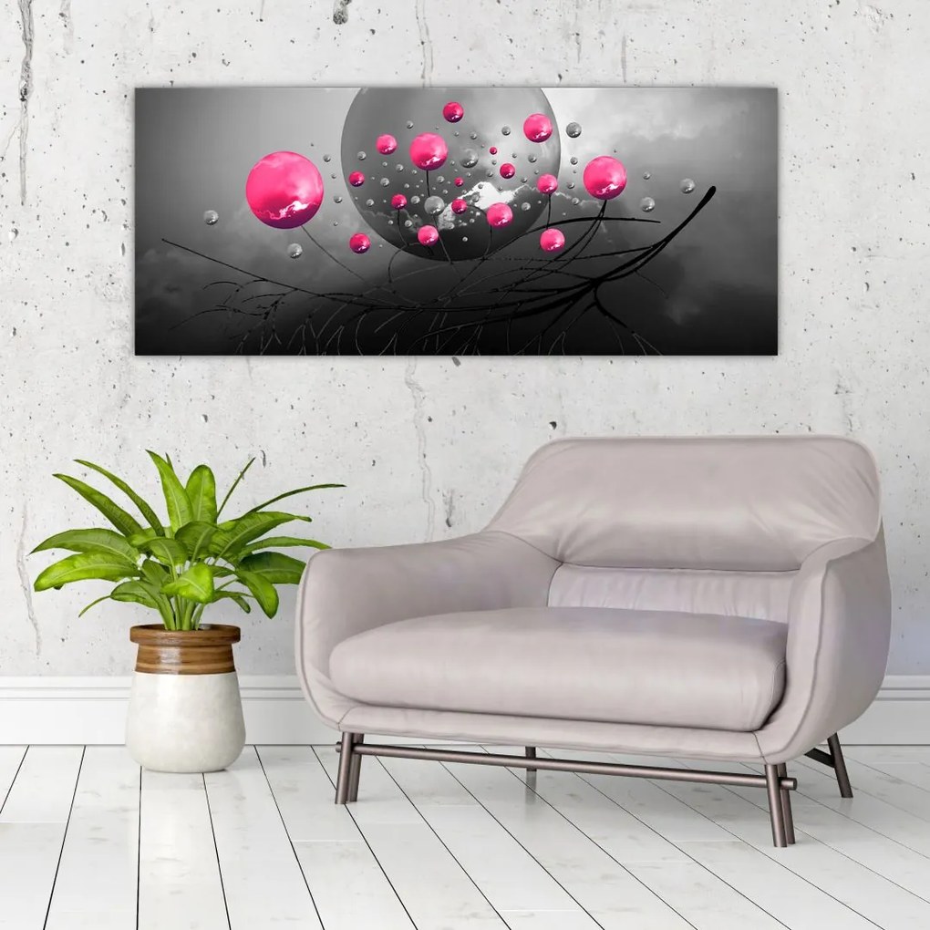 Tabloul cu bile abstracte roz (120x50 cm)