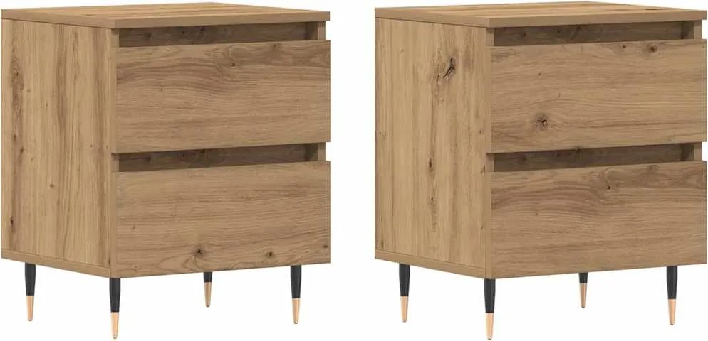 vidaXL Dulap de noapte 2 pcs Stejar Artizanal 40 x 35 x 50 cm