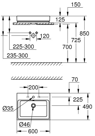 GROHE 3947700H - Lavoar CUBE CERAMIC 600 × 490 mm ceramică/alb