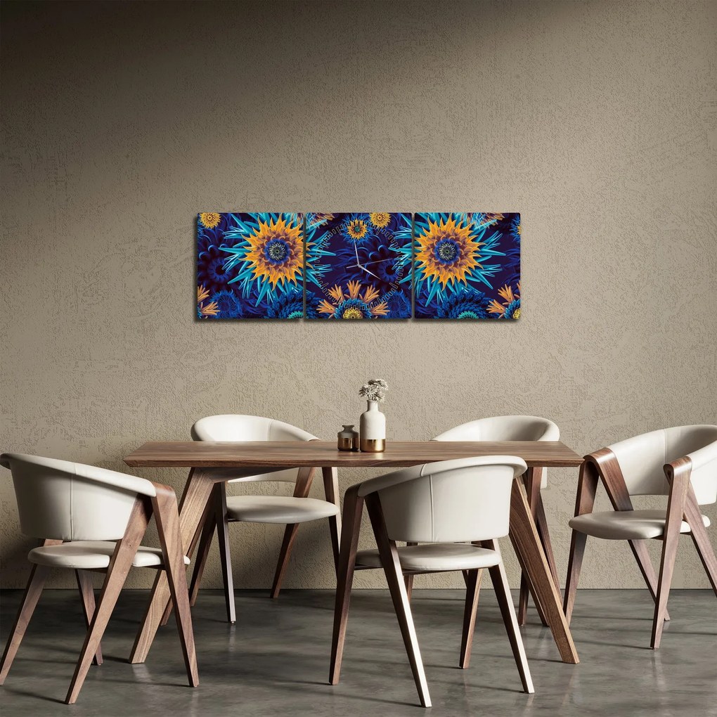 Tablou - 3D flori (cu ceas) (90x30 cm)