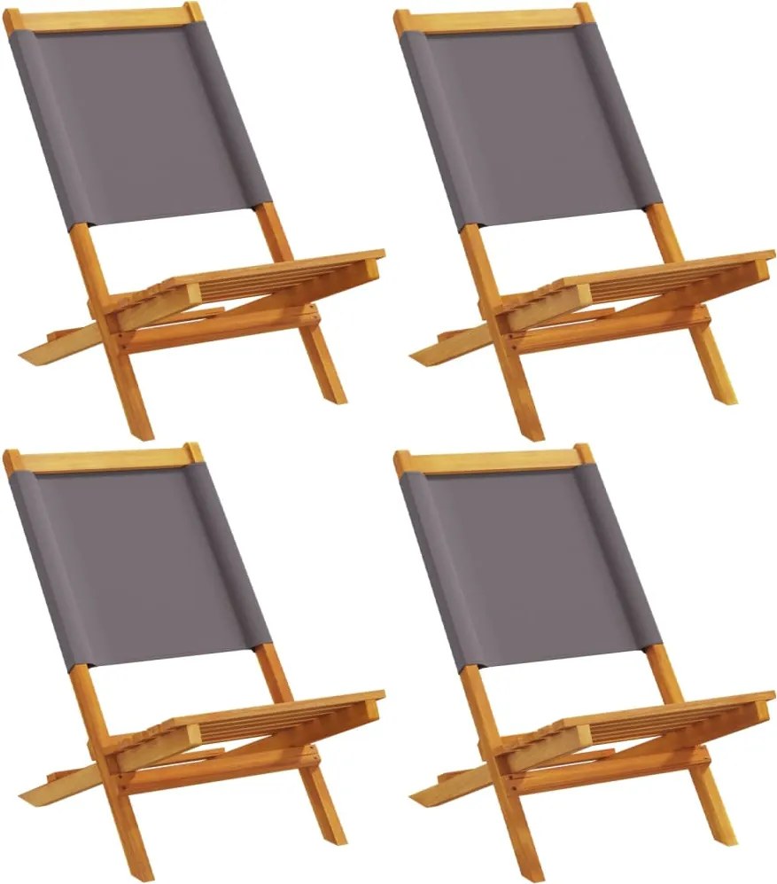 vidaXL Scaune de grădină pliabile 4 buc., textil antracit/lemn masiv