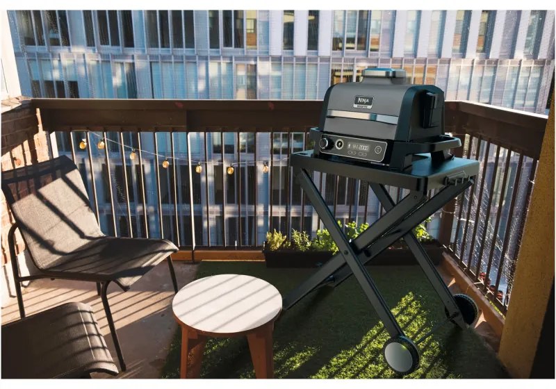 Gratar electric Ninja OG701EU, 2400W, Pana la 260C, Acoperire interna amina ceramica, Woodfire, Gri