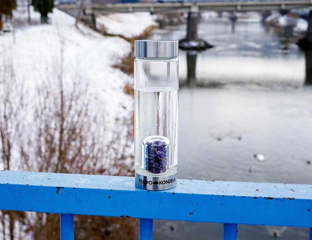 TEMPO-KONDELA CRYSTAL, flacon de sticlă cu cristale violet, 500 ml