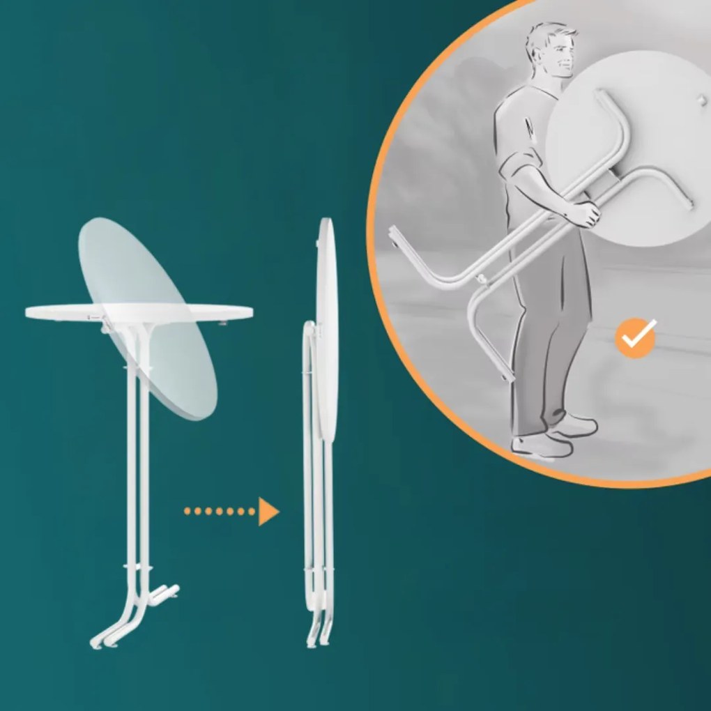 Masă de bar pliabilă RAUL 110x80cm, albă Casaria