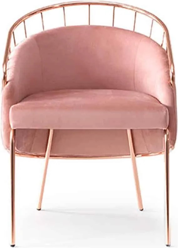 Scaun lemn masiv Anette Cadru Metalic Rose-Gold, 65 × 63 × 81 cm