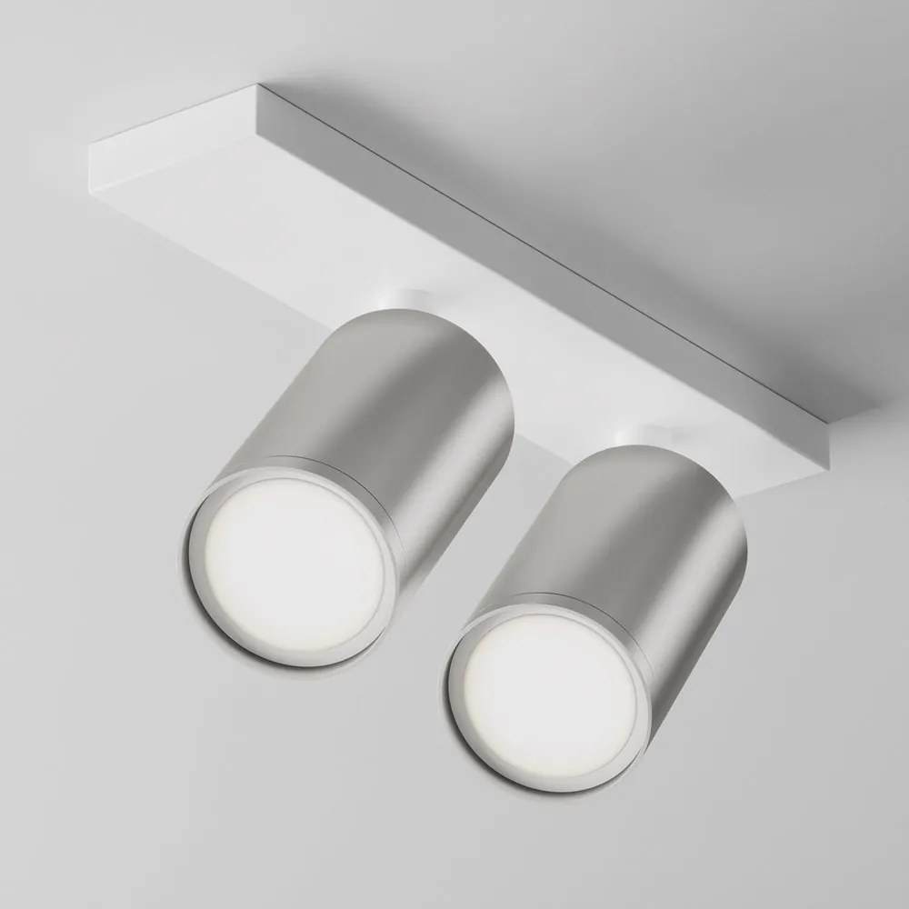 Aplica de perete / tavan cu 2 spoturi directionabile design tehnic Focus S alb, argintiu