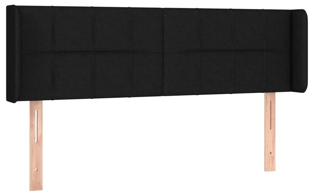 3118768 vidaXL Tăblie de pat cu aripioare negru 147x16x78/88 cm textil