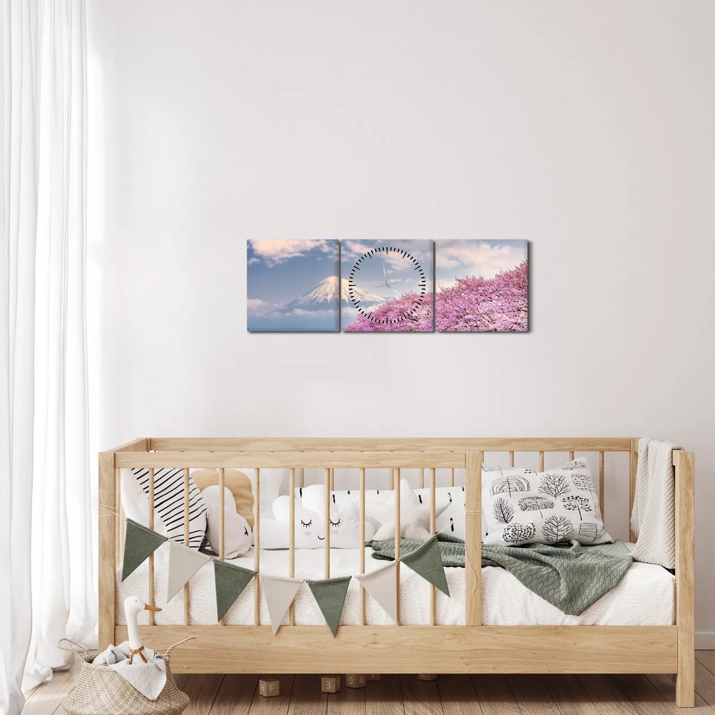 Tablou - Peisaj de primăvară japonez (cu ceas) (90x30 cm)
