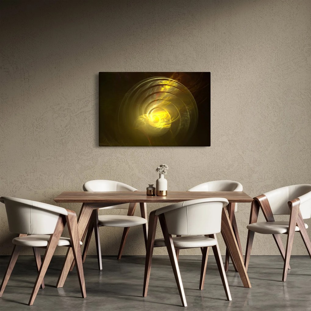 Tabloul cu spirala abstractă în galben (90x60 cm)
