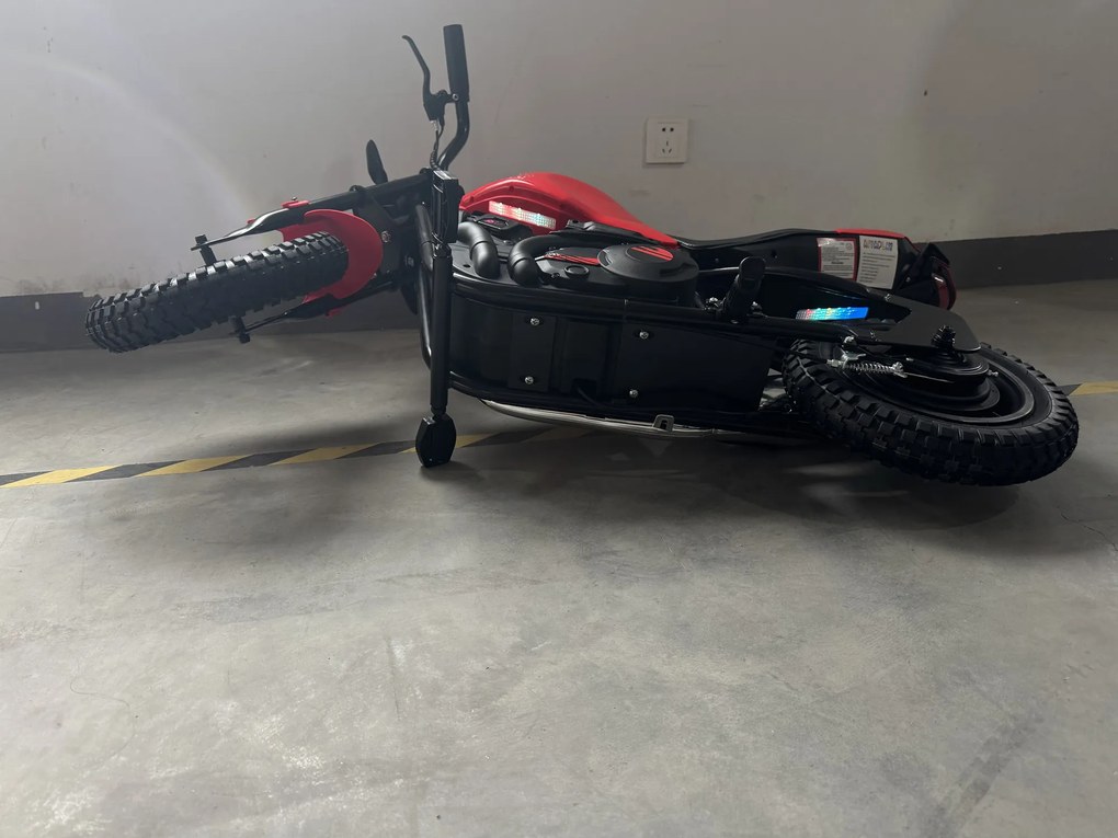 AIYAPLAY Motocicletă electrică de cross pentru copii, stil Harley, 24V, 6-12 ani, anvelope din cauciuc 30 cm, roșie | Aosom Romania