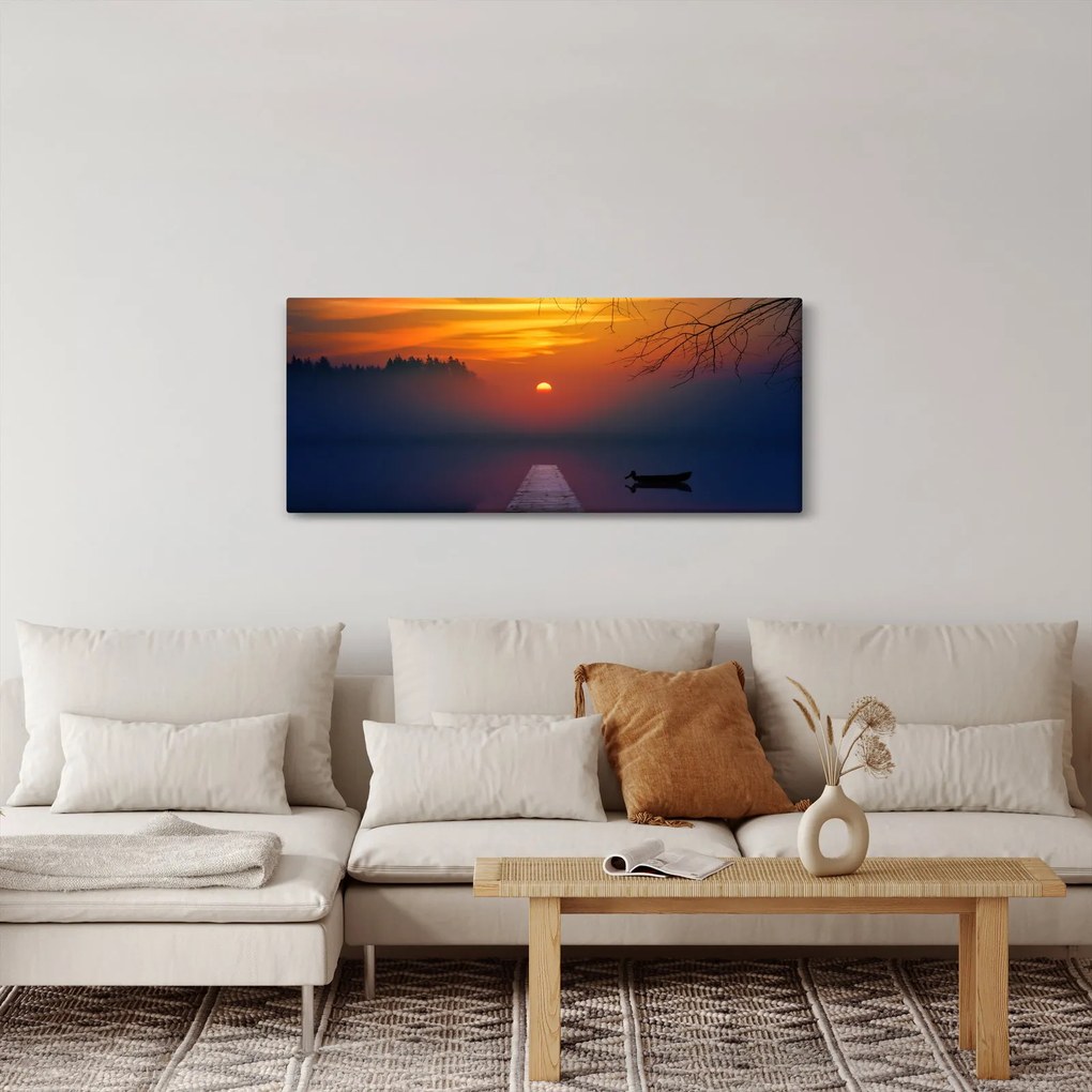 Tablou cu podul în apus de soare (120x50 cm)