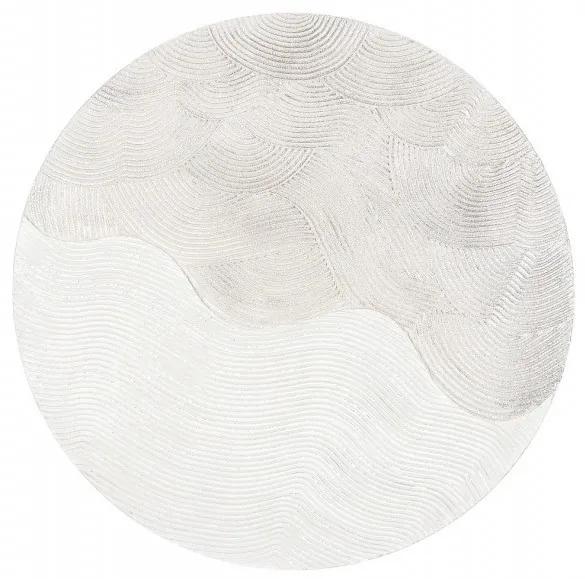 Tablou decorativ alb din lemn de Pin si panza, ∅ 90 cm, Texture Bizzotto