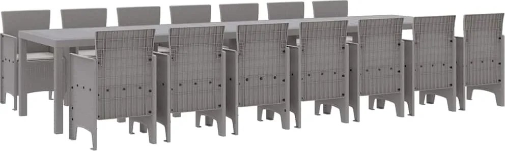 vidaXL Set de masă de grădină cu perne cu pernă 15 pcs Gri deschis PP