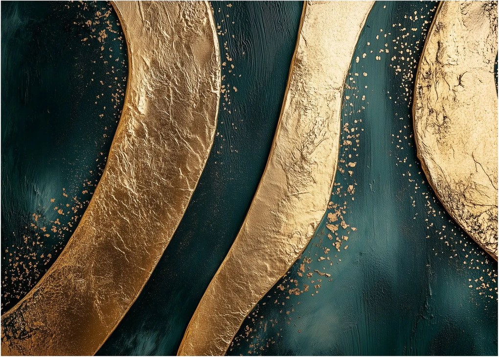Tablou - Abstracție verde cu auriu I. (70x50 cm)