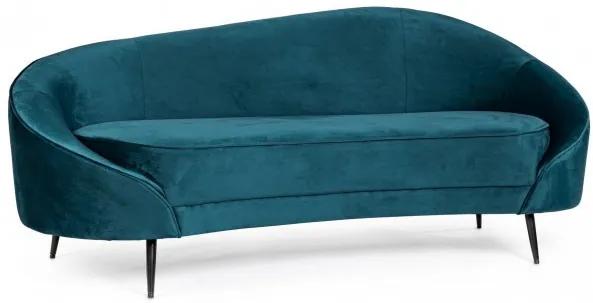 Canapea cu 2 locuri albastru petrol din catifea si lemn de Pin, 183 cm, Seraphin Bizzotto