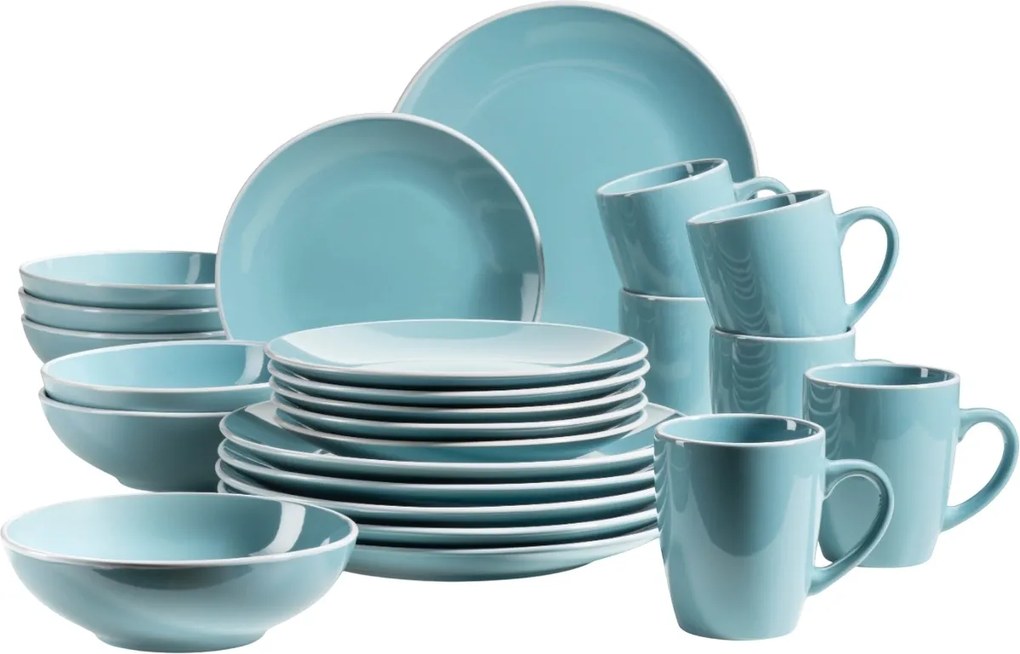 Mäser Set de veselă 24 piese ELISSA – turcoaz lucios