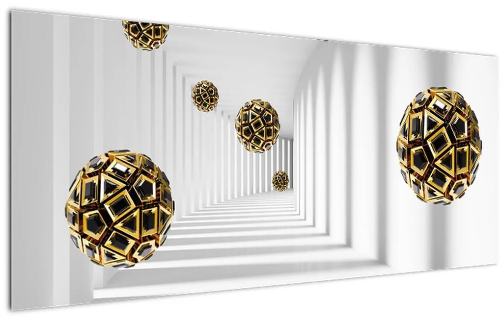 Tablou abstract cu mingi de fotbal (120x50 cm)