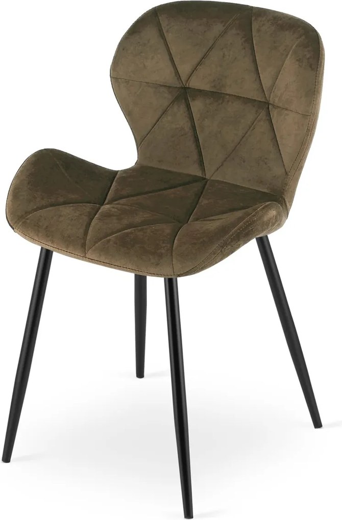 OFERTA Scaun de sufragerie MANGO VELVET cu picioare negre, maro calitatea II