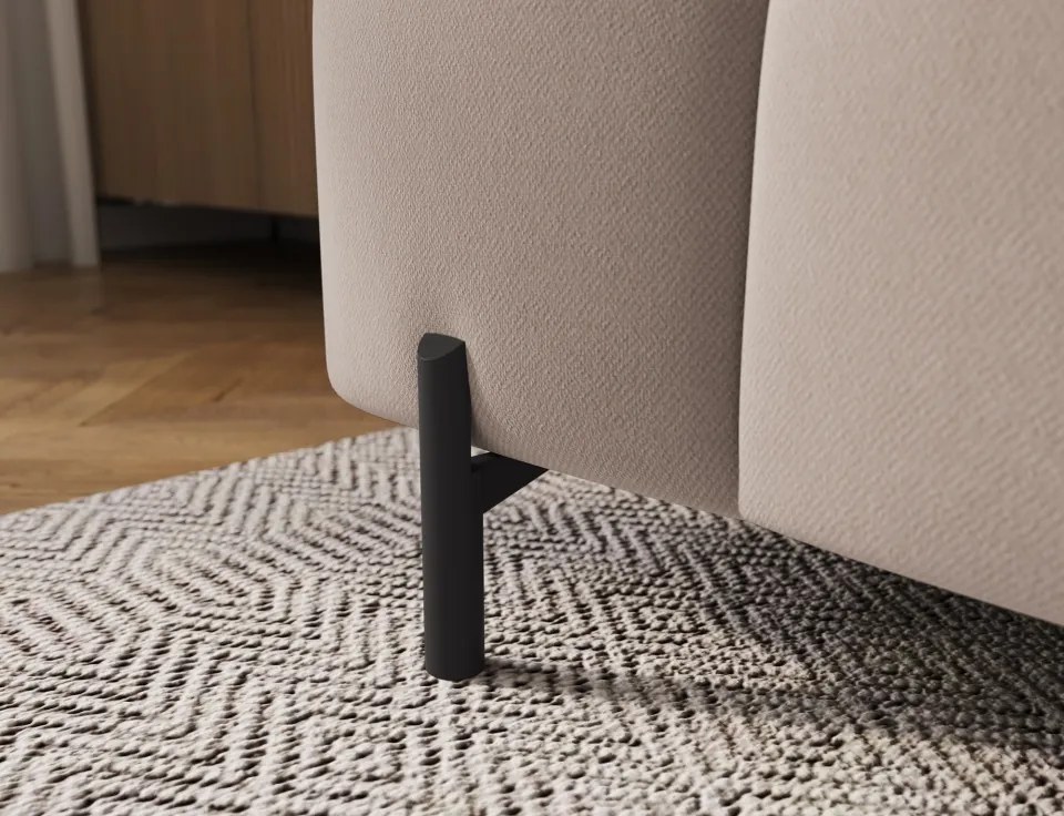Taburet Tapitat cu Picioare Ferivo, beige plush – Sola 18