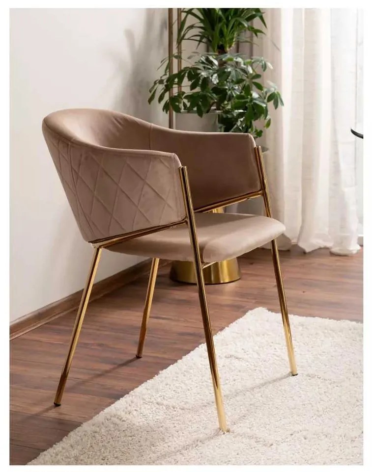 Scaun de bucătărie Serilda Velvet II, bej / auriu