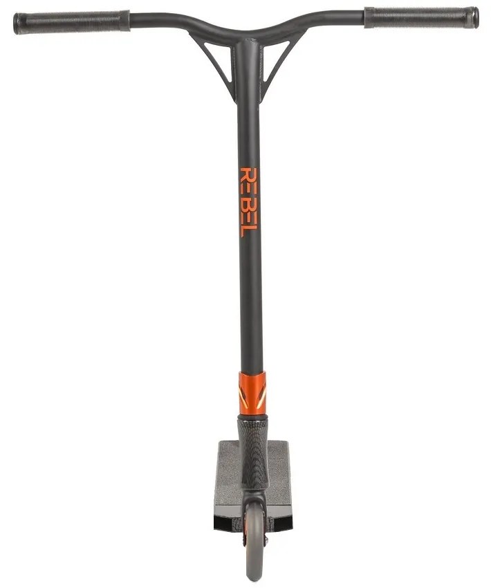 Trotineta Freestyle NOVOKIDS™ Rebel Stunter PRO, Maner 67 cm latime, Max 100 kg, Frana picior, Cadru si roti aluminiu, Diametru roata 120 mm, Negru