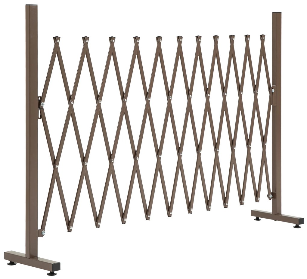 Outsunny Gard de Grădină cu Lățime Reglabilă, Gard de Grădină Multifuncțional din Metal și Aluminiu, 300x31x103,5 cm, Maro Închis