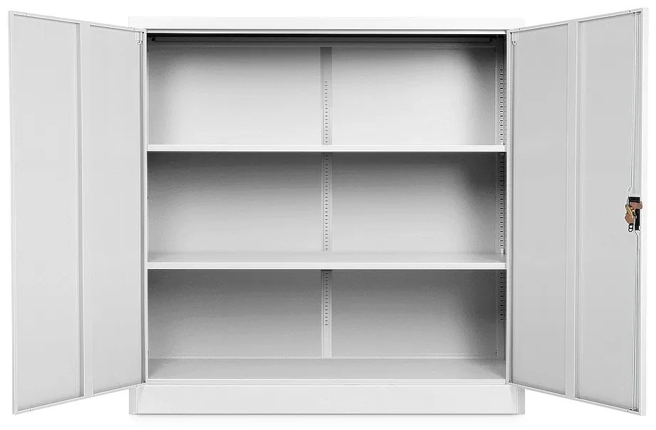 Dulap metalic universal mediu 120 x 40 x 120 cm, încuietoare cilindrică, gri - ral 7035
