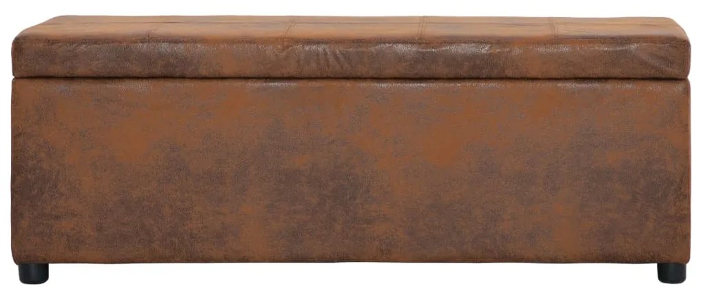 Bancheta cu depozitare, maro, 116 cm, piele intoarsa ecologica Maro, 116 cm