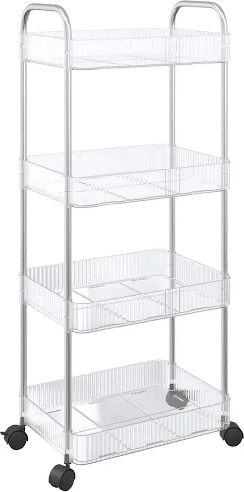 vidaXL Cărucior de depozitare cu 4 niveluri, transparent acrilic