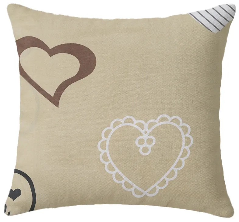 Set de 2 fete de perna decorative DEAMON 45x45 cm, bej