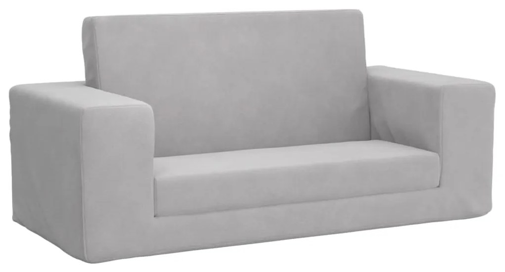 341828 vidaXL Canapea pentru copii cu 2 locuri, gri deschis, pluș moale