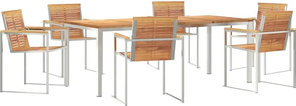 vidaXL Set de masă pentru grădină 7 pcs Maro Lemn solid de tec