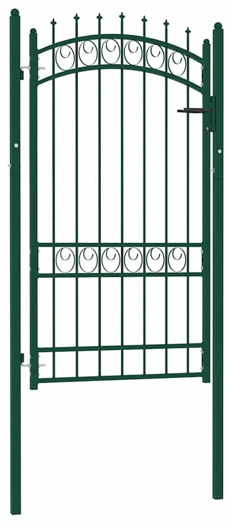 vidaXL Poartă de gard cu țepușe, verde, 100x175 cm, oțel