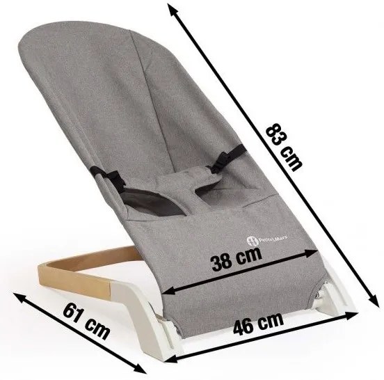 Șezlong pentru bebeluși CALMY gri PETITE&MARS