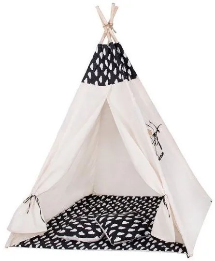 Cort de joaca pentru copii, stil indian, negru cu nori, 120x100x160 cm, Springos