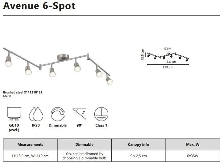 Lustra design industrial cu 6 spoturi GU10 Avenue 6
