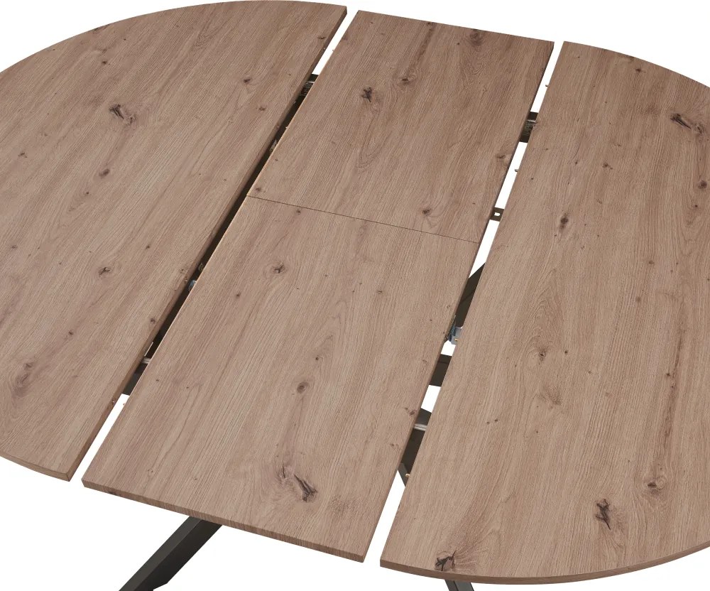 Masă dining extensibilă, stejar artisan / neagră, 120x120-160x75 cm, ABERO TIP 2