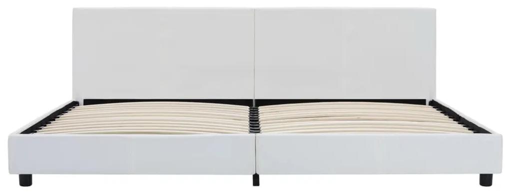 Cadru de pat, alb, 180x200 cm, piele ecologica Alb, 180 x 200 cm